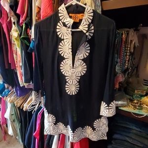 Size 12 Tory Burch navy and white cotton tunic